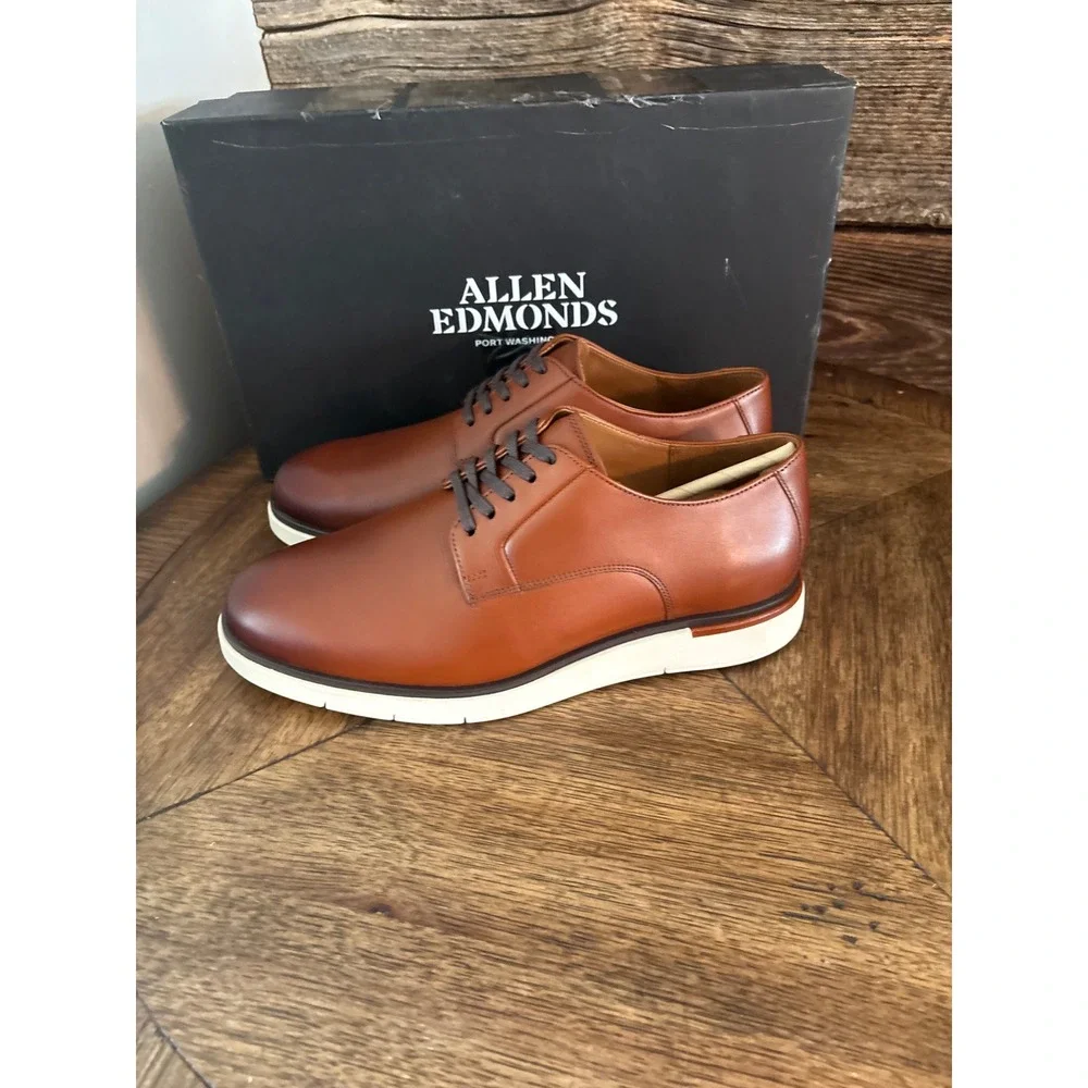 Allen Edmonds Carson Chili Leather Derby Shoes 8.5 3E Wide 6839 Mens Dress Shoe